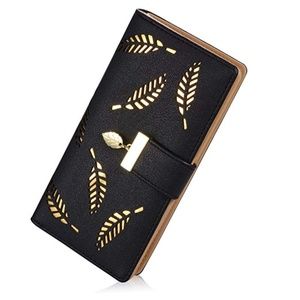 Women's Long Leather Card Holder Purse Zipper Buck